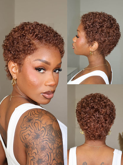Brown Uche Full Lace Curly Pixie Cut Wig